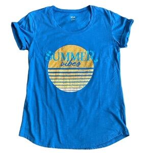 a.n.a. Blue Summer Vibes Rolled Cuff Short Sleeve Shirt Size S